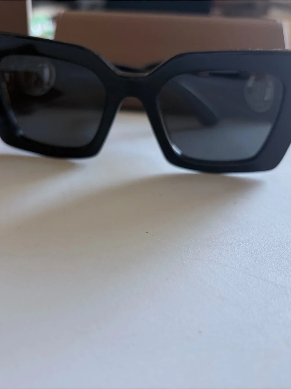 Burberry Black Rectangular Women's Sunglasses with Dark Lenses